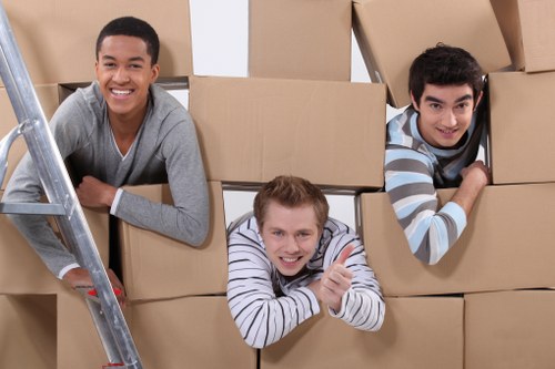 The removal office process with truck loading