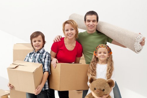 Organized unpacking process in a new home